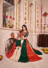 STYLISH MULTI-COLOR COTTON KUTCHI WORK FESTIVAL WEAR LEHENGA CHOLI