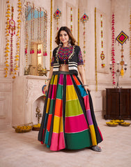 PRECIOUS BLACK PATCH WORK NAVRATRI WEAR LEHENGA CHOLI WITH JACKET