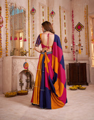 ATTRACTIVE MULTI-COLOR COTTON MIRROR WORK NAVRATRI WEAR LEHENGA CHOLI