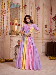 ASTONISHING MULTI-COLOR COTTON MIRROR WORK LEHENGA CHOLI WITH DUPATTA