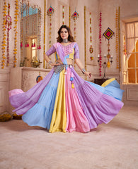 ASTONISHING MULTI-COLOR COTTON MIRROR WORK LEHENGA CHOLI WITH DUPATTA