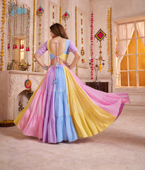 ASTONISHING MULTI-COLOR COTTON MIRROR WORK LEHENGA CHOLI WITH DUPATTA