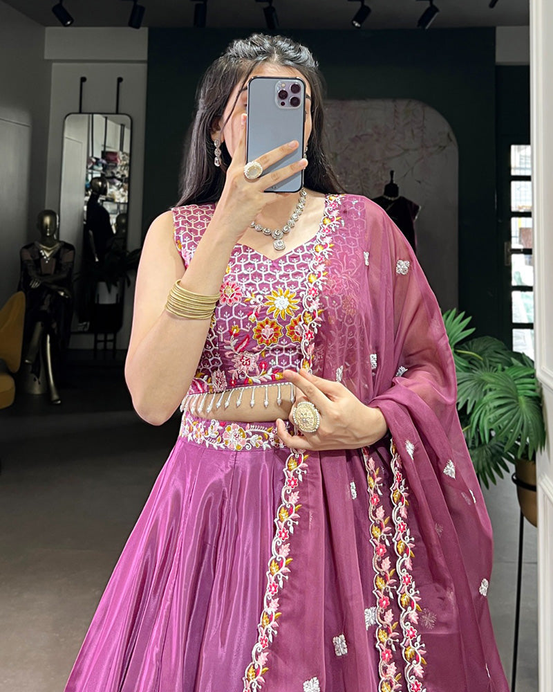 Designer Sequins Thread Embroidered Work Wedding Lehenga Choli