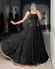 14 METER FULL GHER NAVRATRI SHOWSTOPPER LEHENGA CHOLI WITH MIRROR KOTI