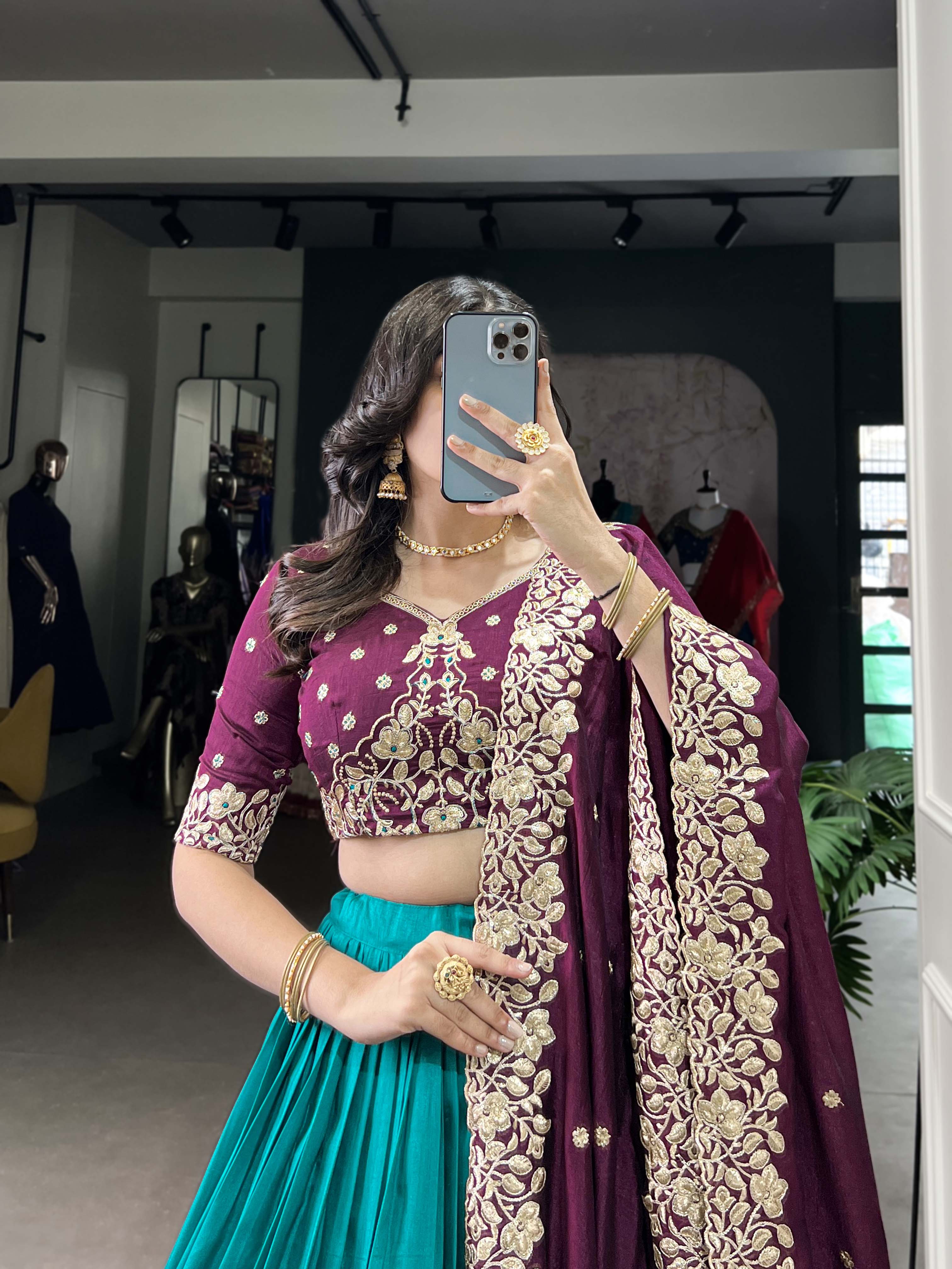 DESIGNER TUSSAR SILK PRINTED LEHENGA SET WITH EMBROIDERED BLOUSE AND DUPATTA