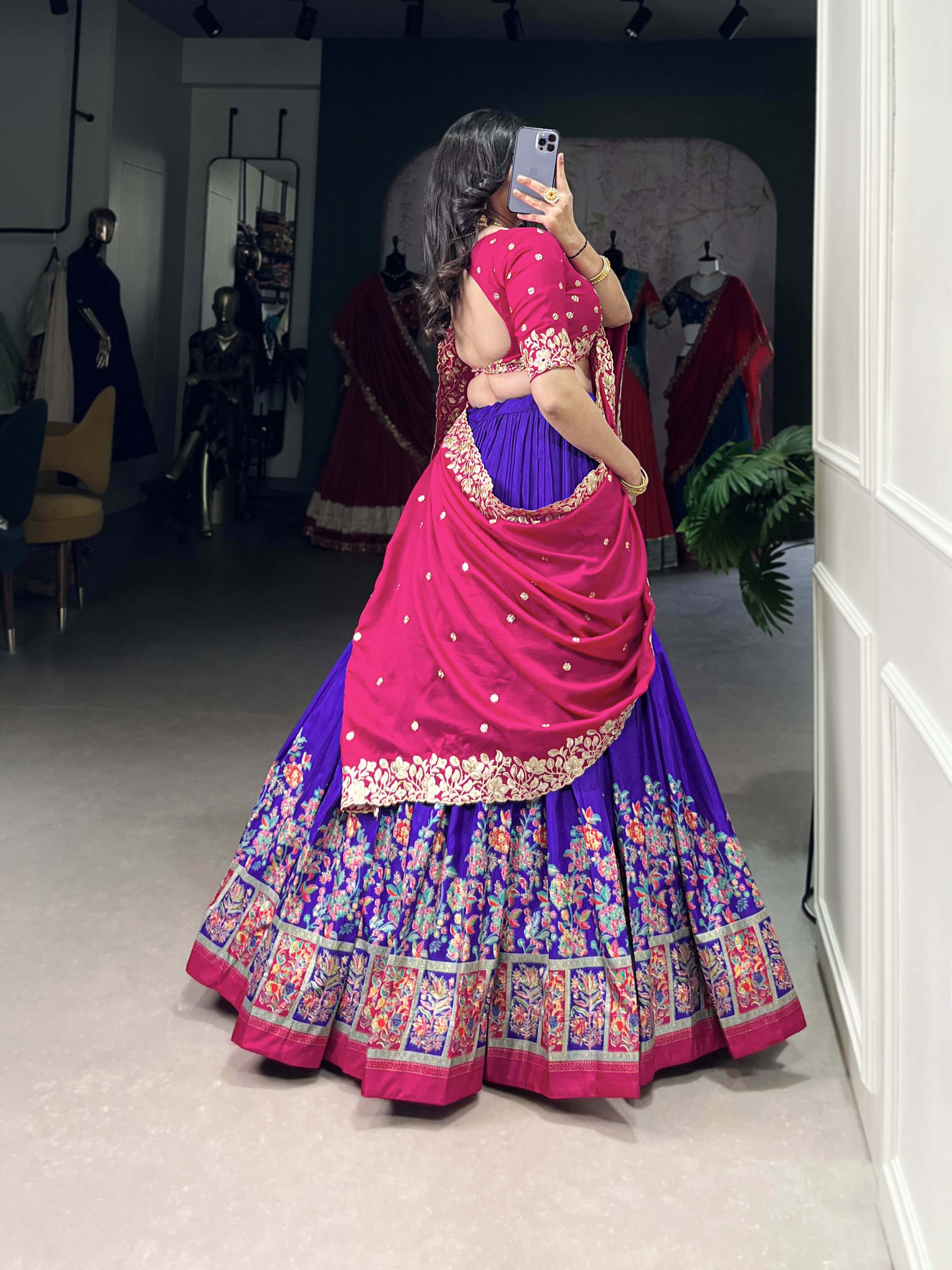 DESIGNER TUSSAR SILK PRINTED LEHENGA SET WITH EMBROIDERED BLOUSE AND DUPATTA