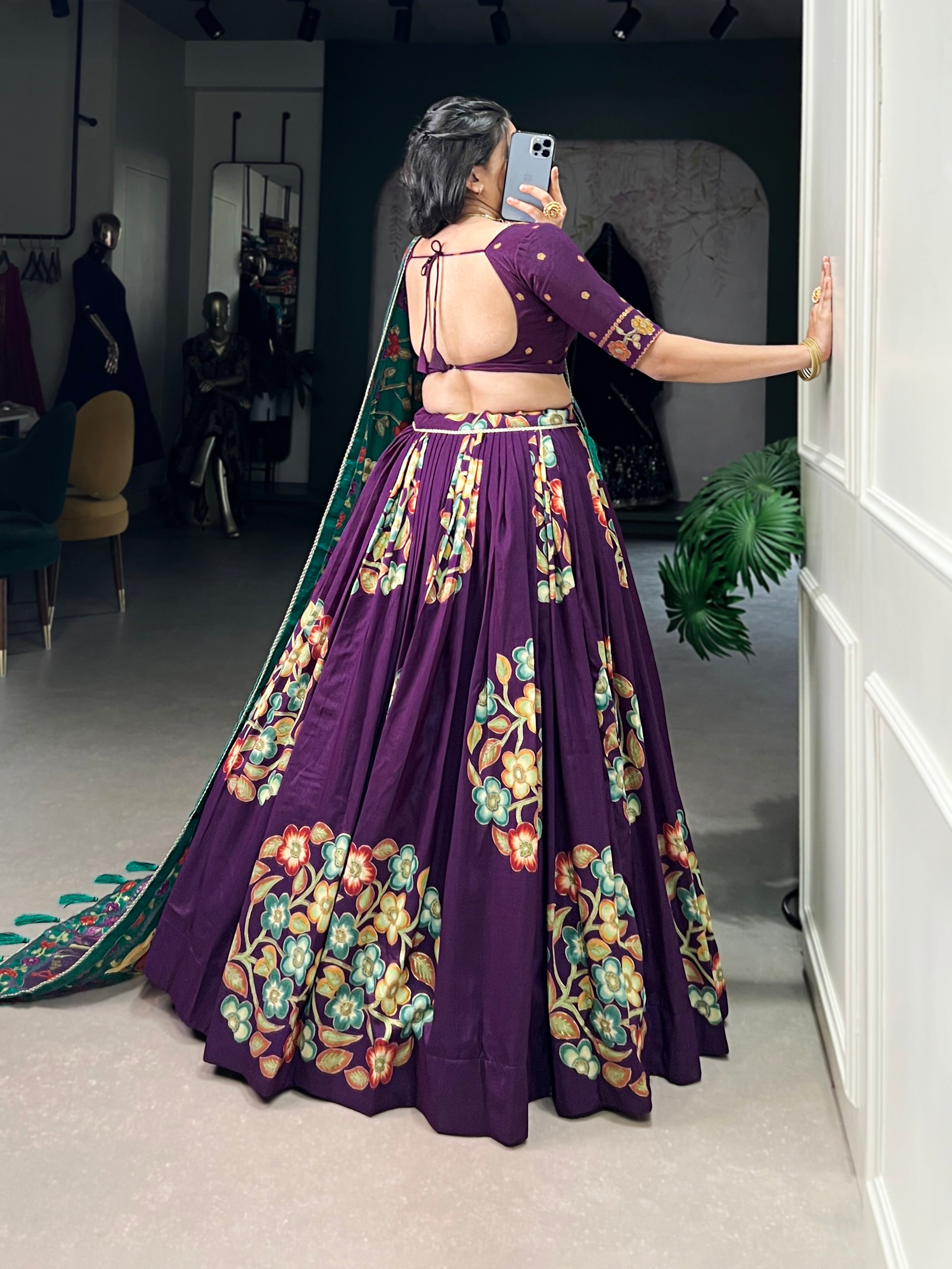 Tussar Silk Lehenga With Foil Work & Gotta Patti Dupatta