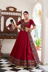 Designer Ready To Wear Gamthi Print Embossed Lehenga Choli For Garba JOBANIYU (જોબનિયું)