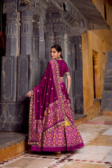 TANTALIZING MUSTARD YELLOW IKKAT PRINTED SILK LEHENGA CHOLI