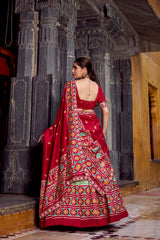 DELICATE SAGE GREEN SILK IKKAT PRINTED TRADITIONAL LEHENGA CHOLI