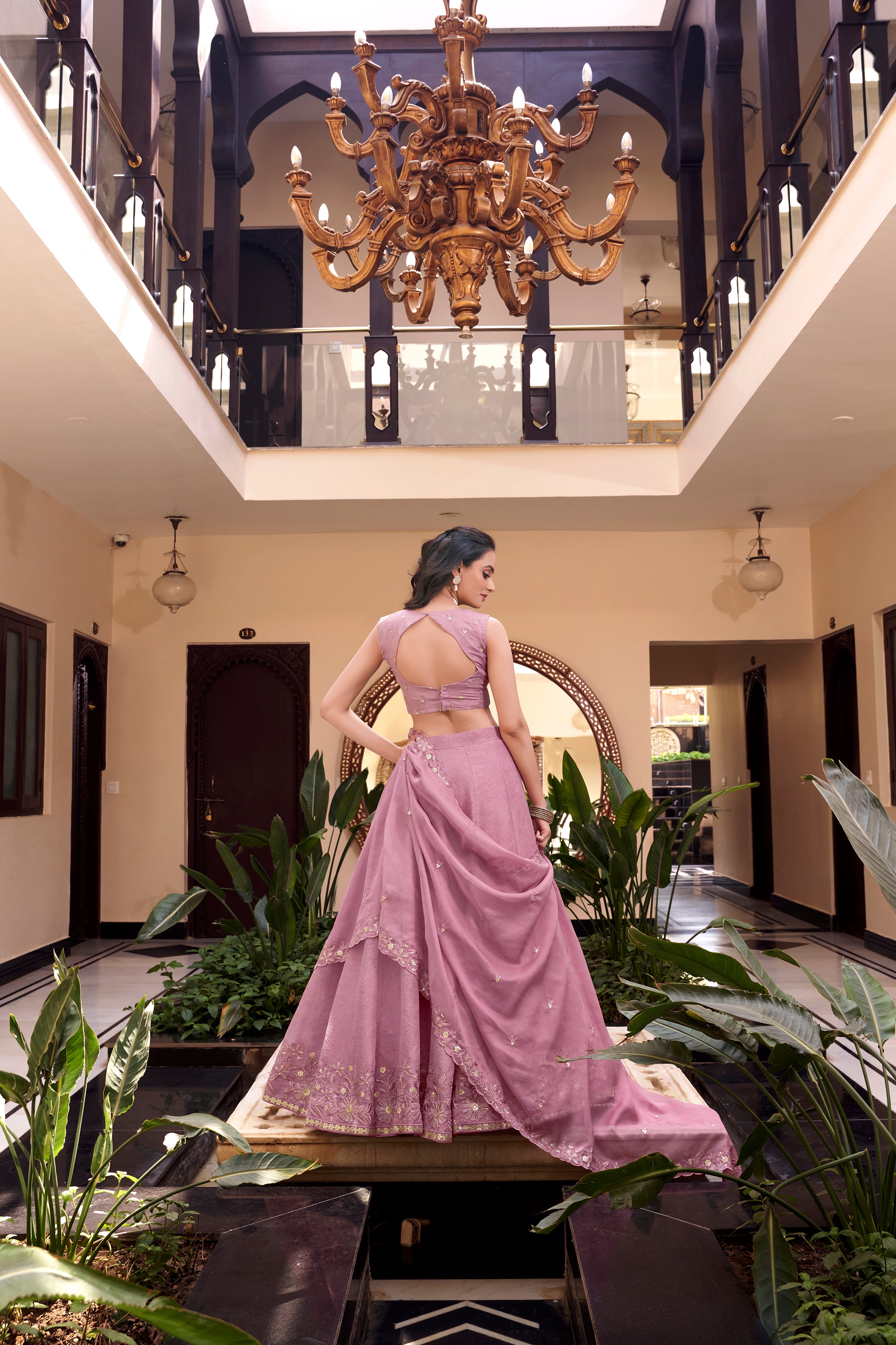 Royal Vichitra Silk Sequins Embroidered Lehenga Choli Set