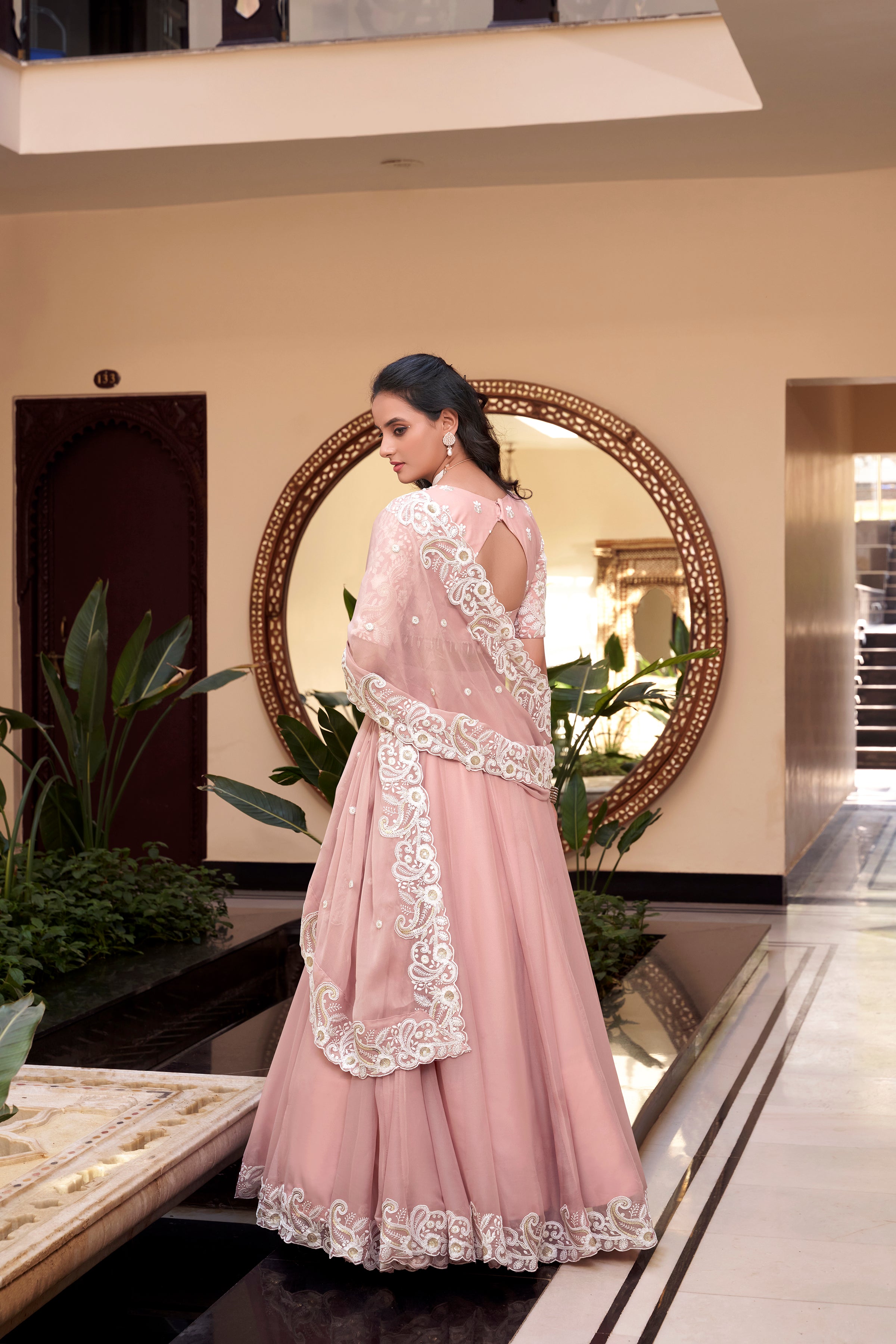 Royal Vichitra Silk Sequins Embroidered Lehenga Choli Set