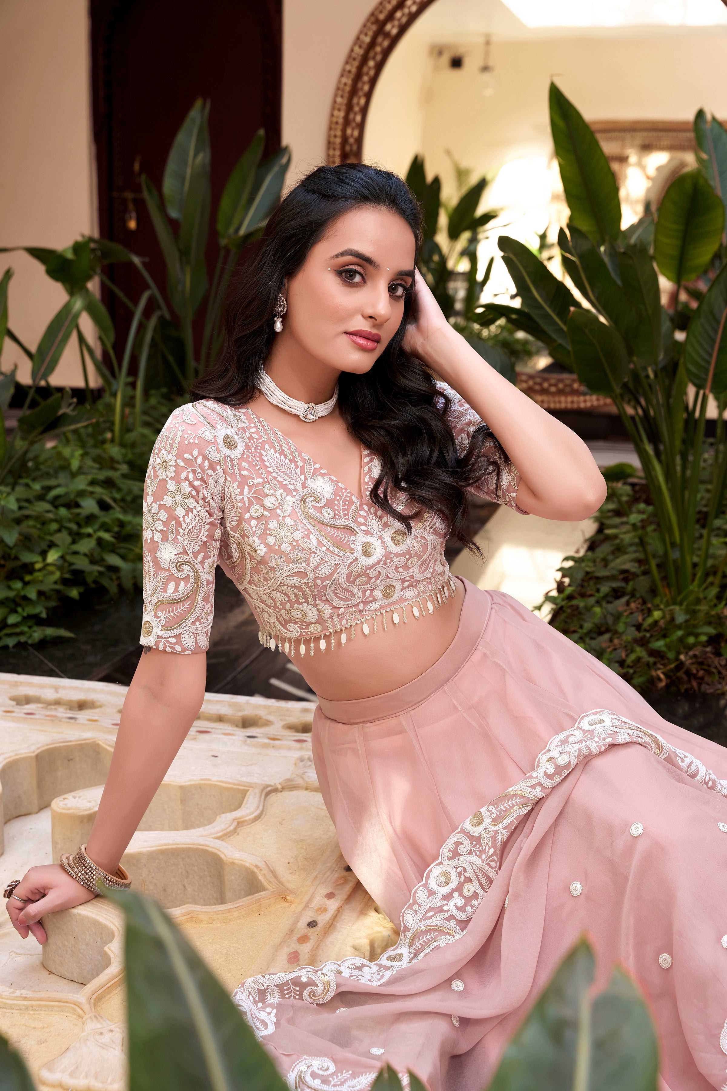 Royal Vichitra Silk Sequins Embroidered Lehenga Choli Set