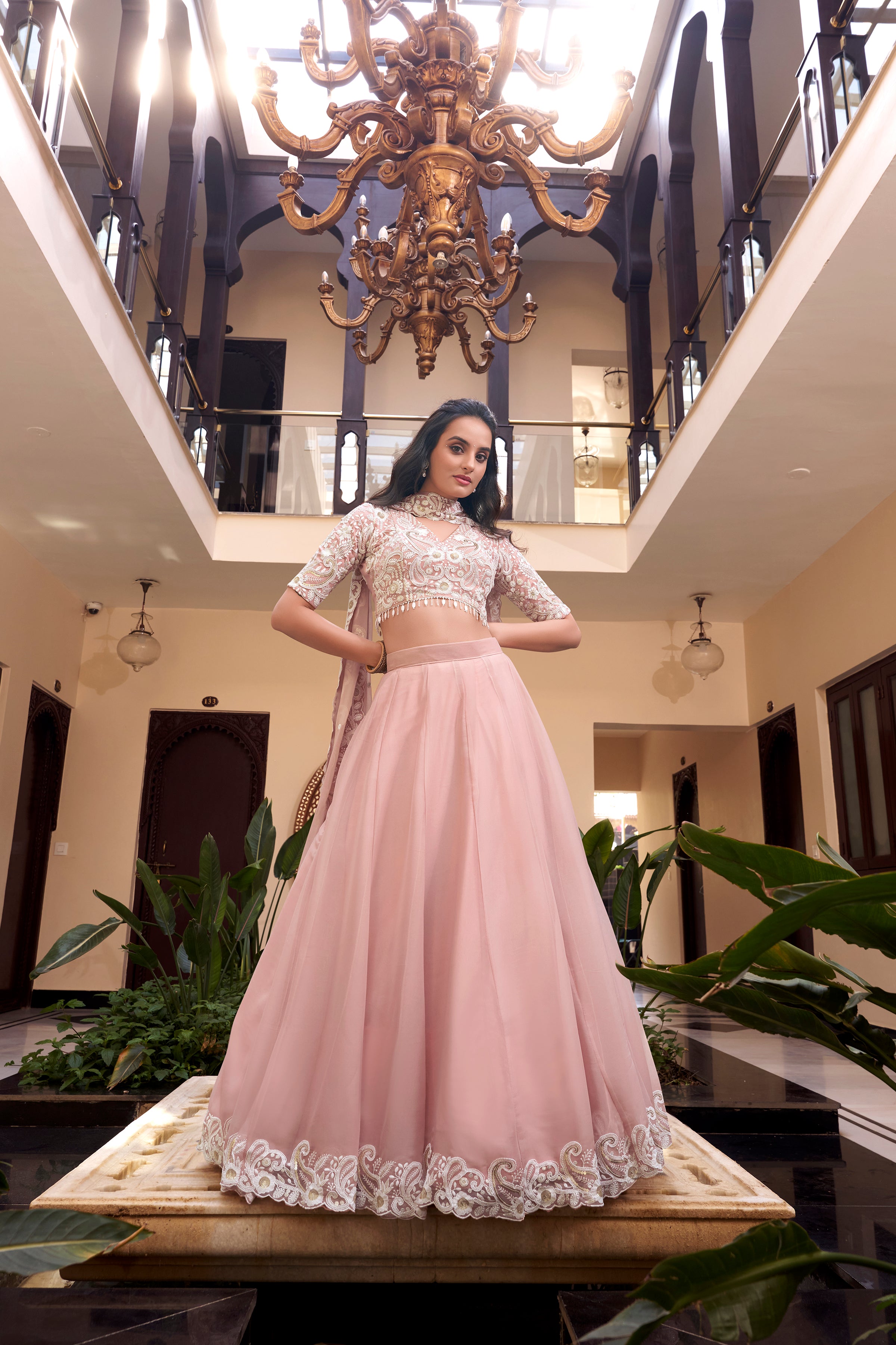 Royal Vichitra Silk Sequins Embroidered Lehenga Choli Set