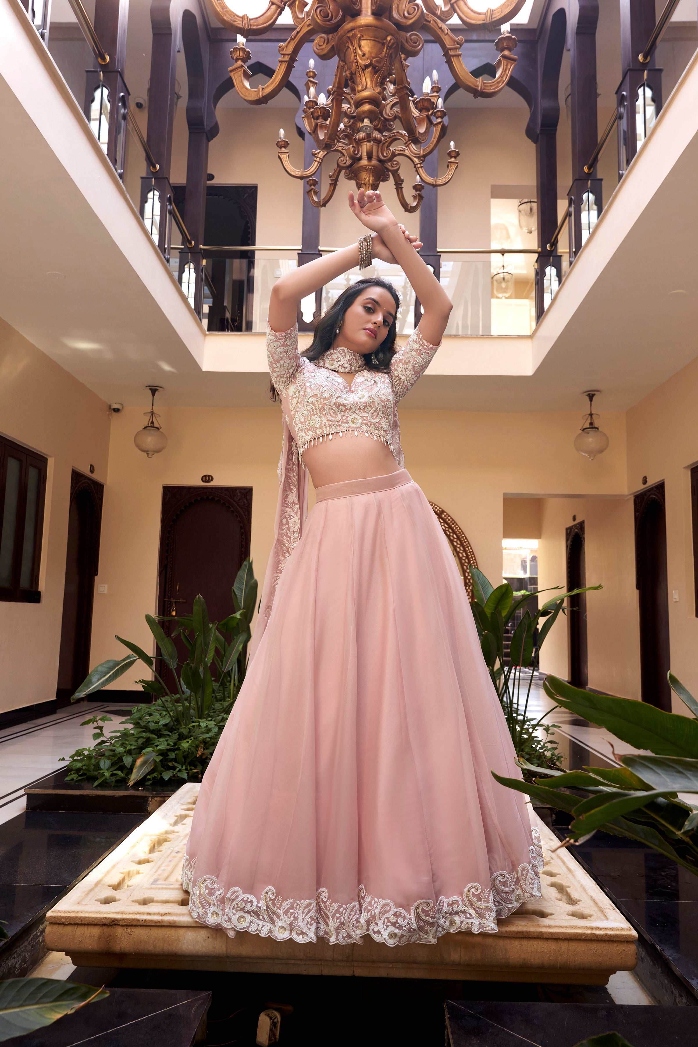 Royal Vichitra Silk Sequins Embroidered Lehenga Choli Set