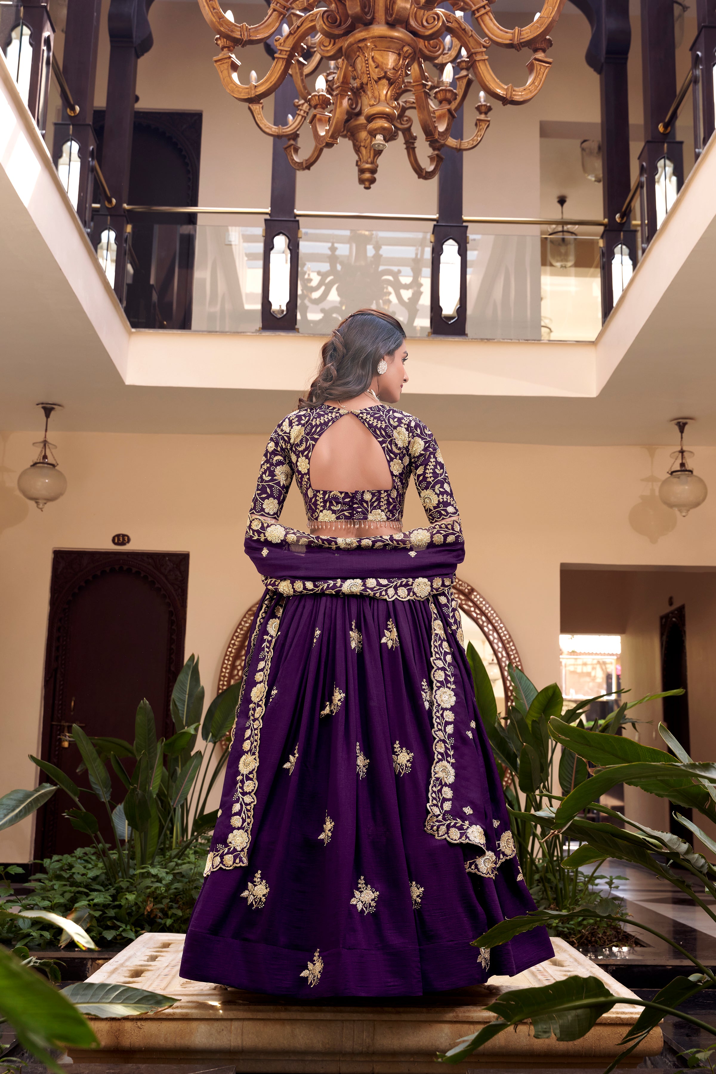 Royal Vichitra Silk Sequins Embroidered Lehenga Choli Set