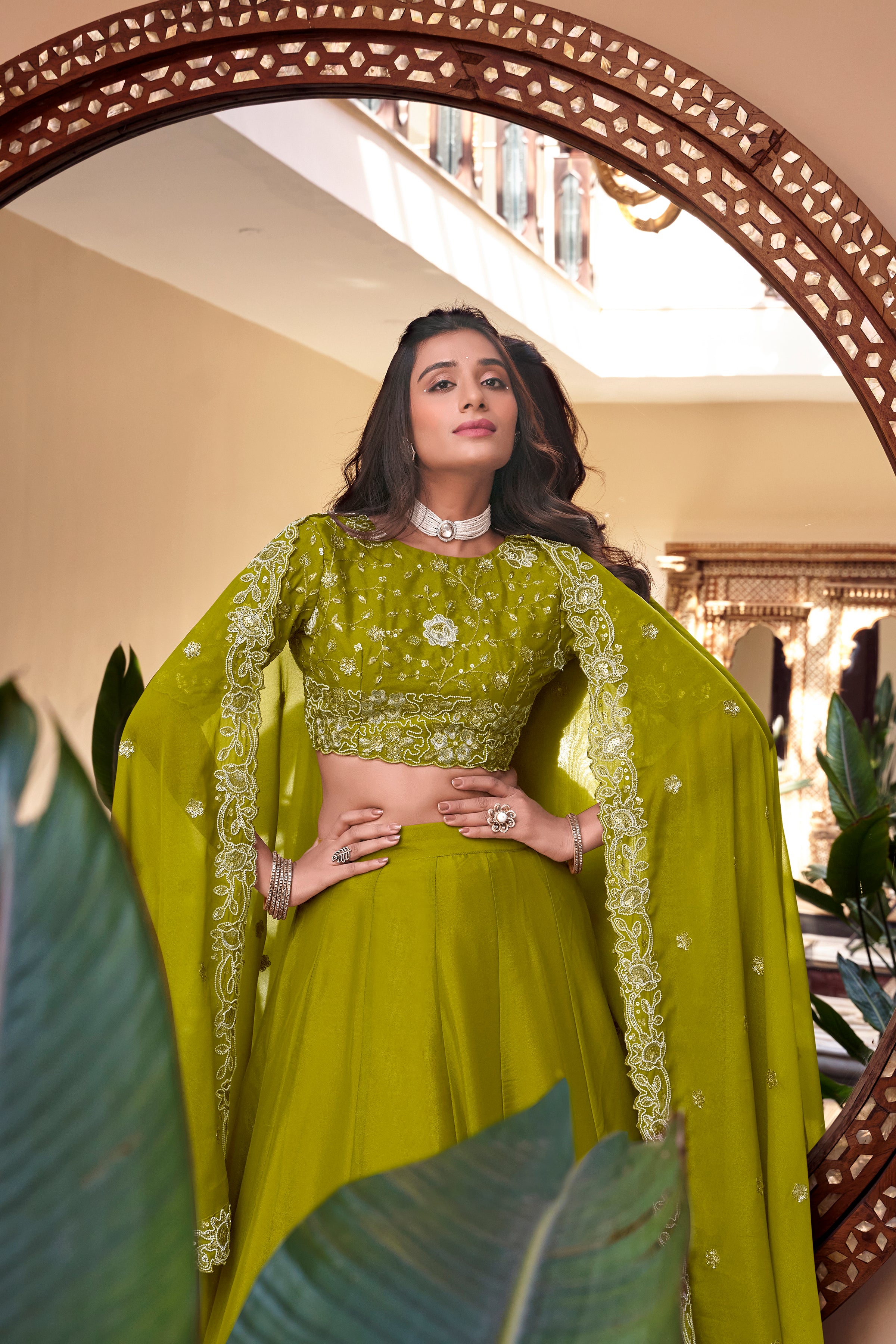 Royal Vichitra Silk Sequins Embroidered Lehenga Choli Set