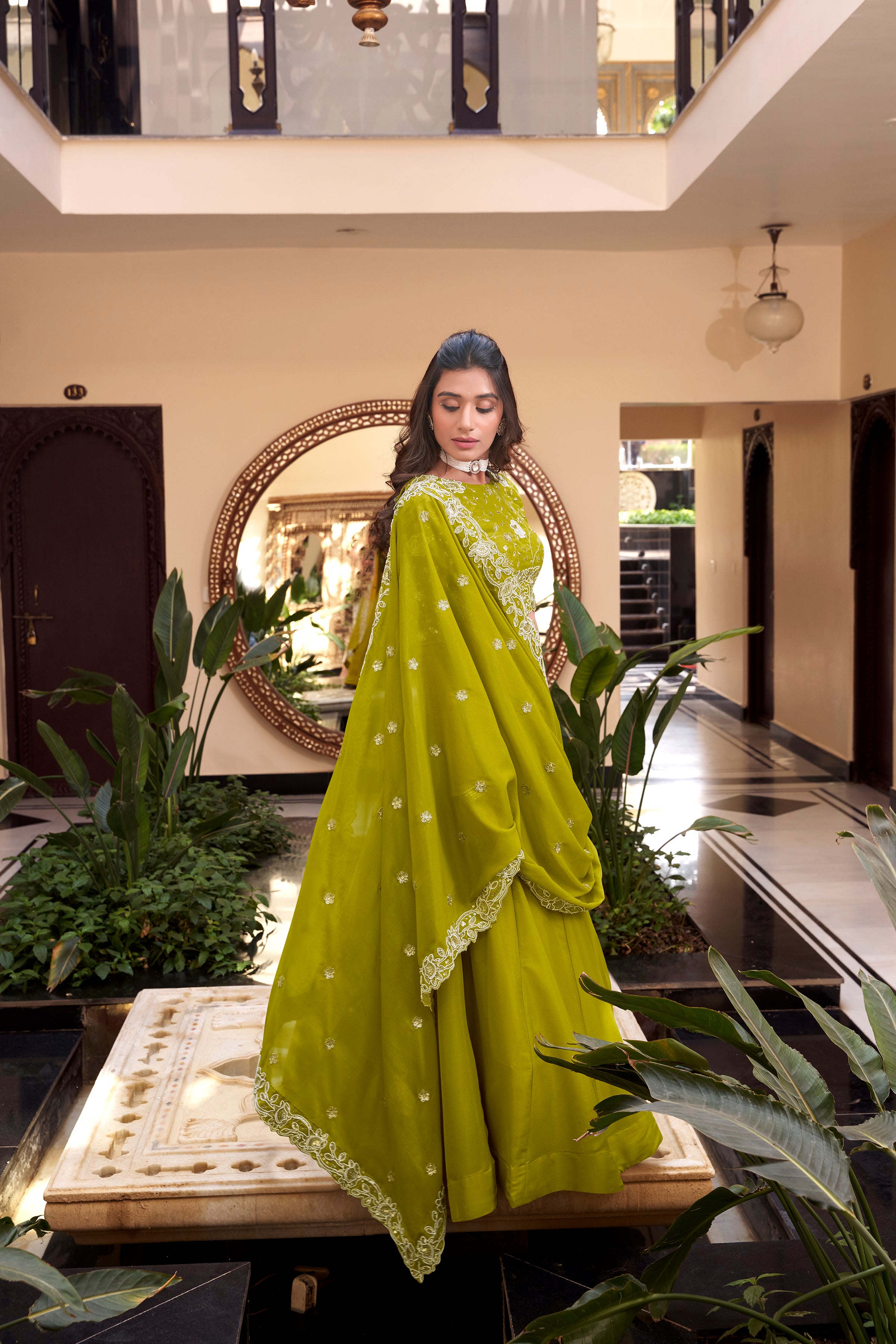 Royal Vichitra Silk Sequins Embroidered Lehenga Choli Set