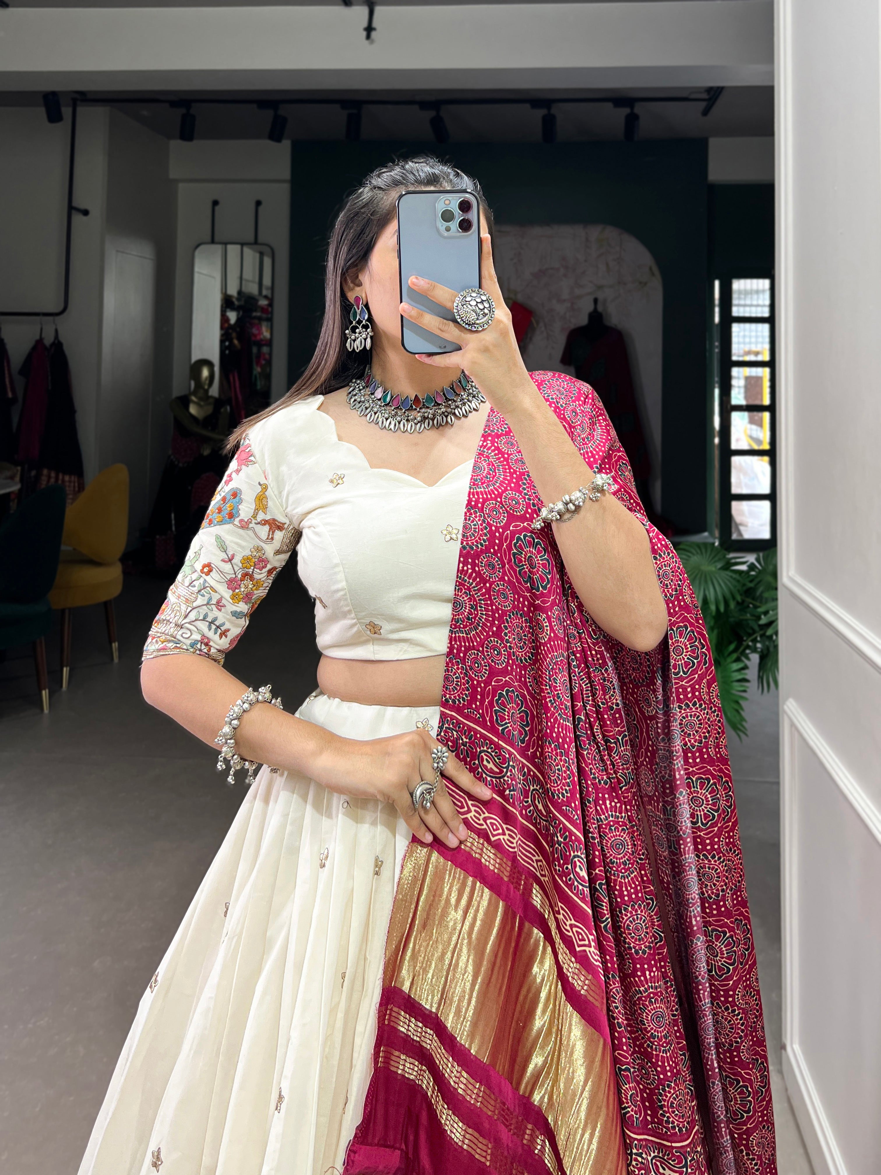 Sequins With Thread Embroidery Work Lehenga Choli