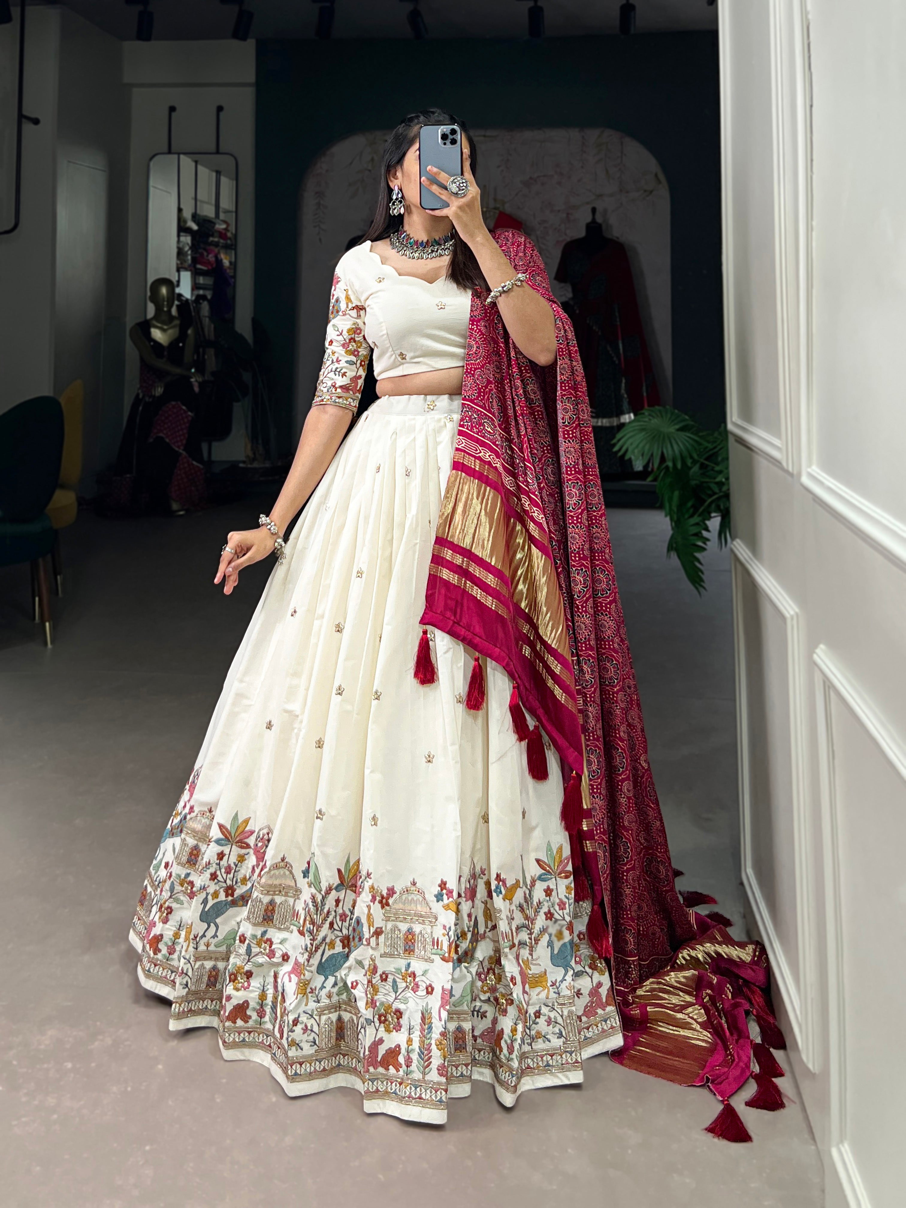 Sequins With Thread Embroidery Work Lehenga Choli