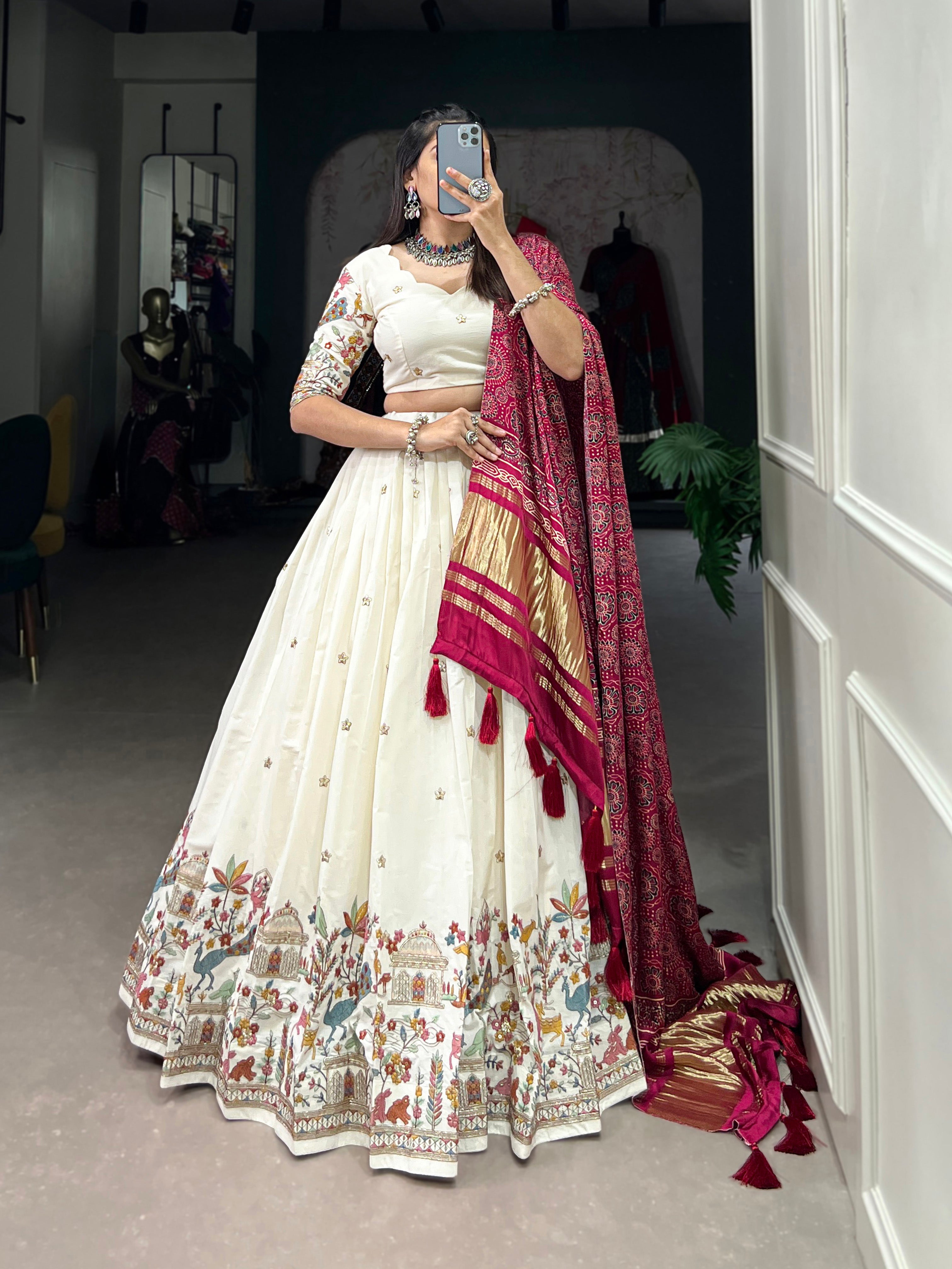 Sequins With Thread Embroidery Work Lehenga Choli