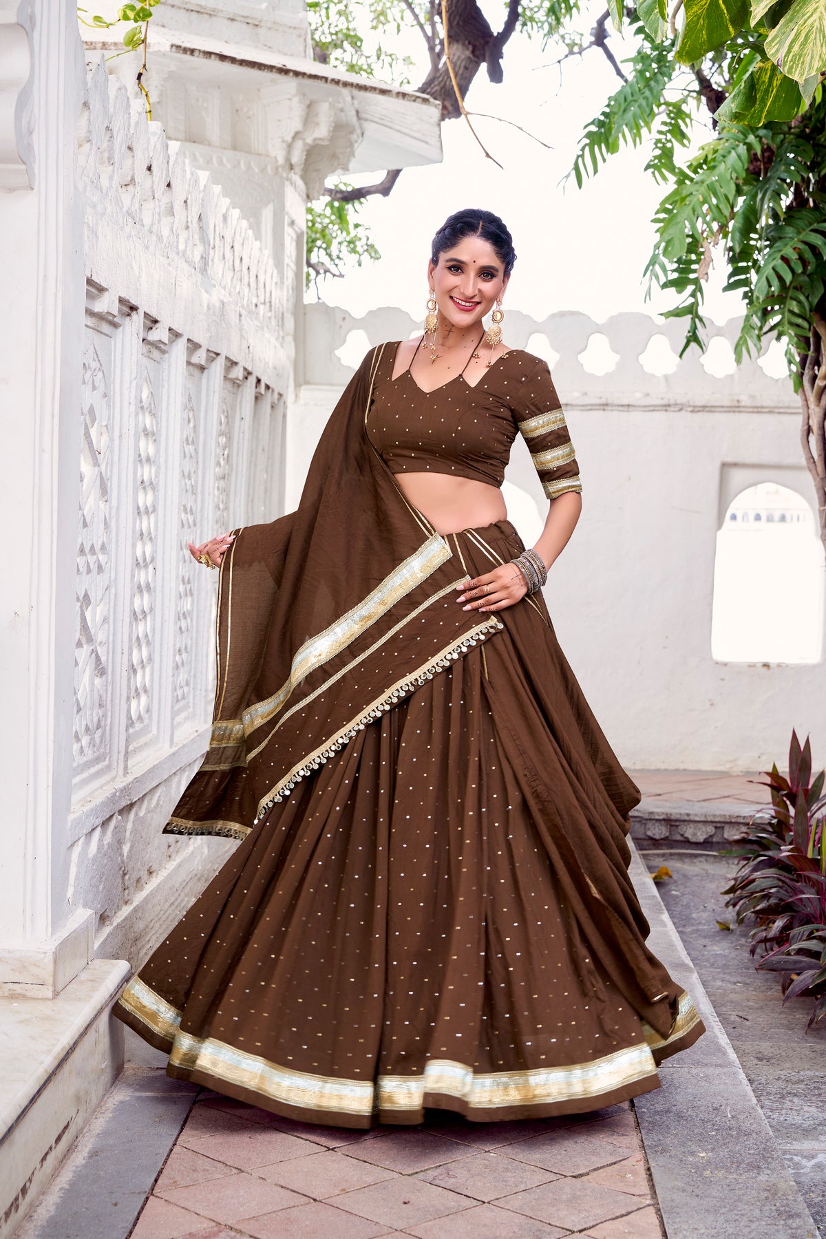 PURE CHANDERI ZARI WEAVING LEHENGA CHOLI SET FOR FESTIVE AND WEDDING SPECIAL