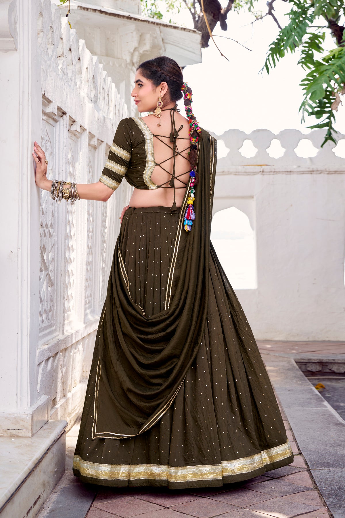 PURE CHANDERI ZARI WEAVING LEHENGA CHOLI SET FOR FESTIVE AND WEDDING SPECIAL