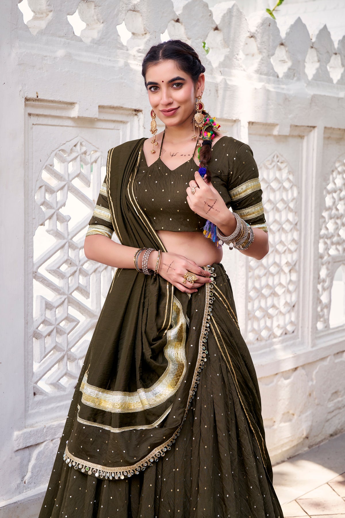 PURE CHANDERI ZARI WEAVING LEHENGA CHOLI SET FOR FESTIVE AND WEDDING SPECIAL