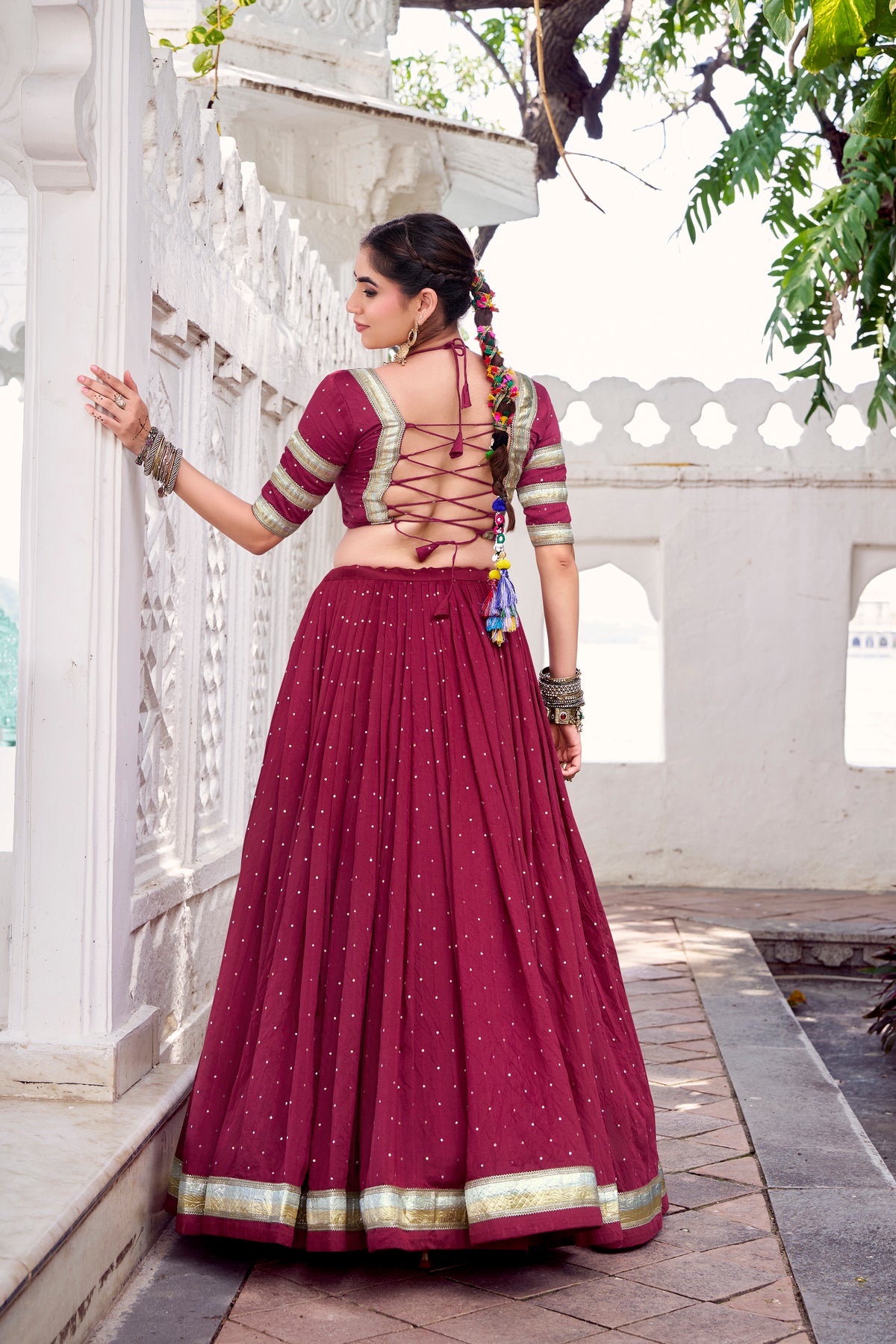 PURE CHANDERI ZARI WEAVING LEHENGA CHOLI SET FOR FESTIVE AND WEDDING SPECIAL