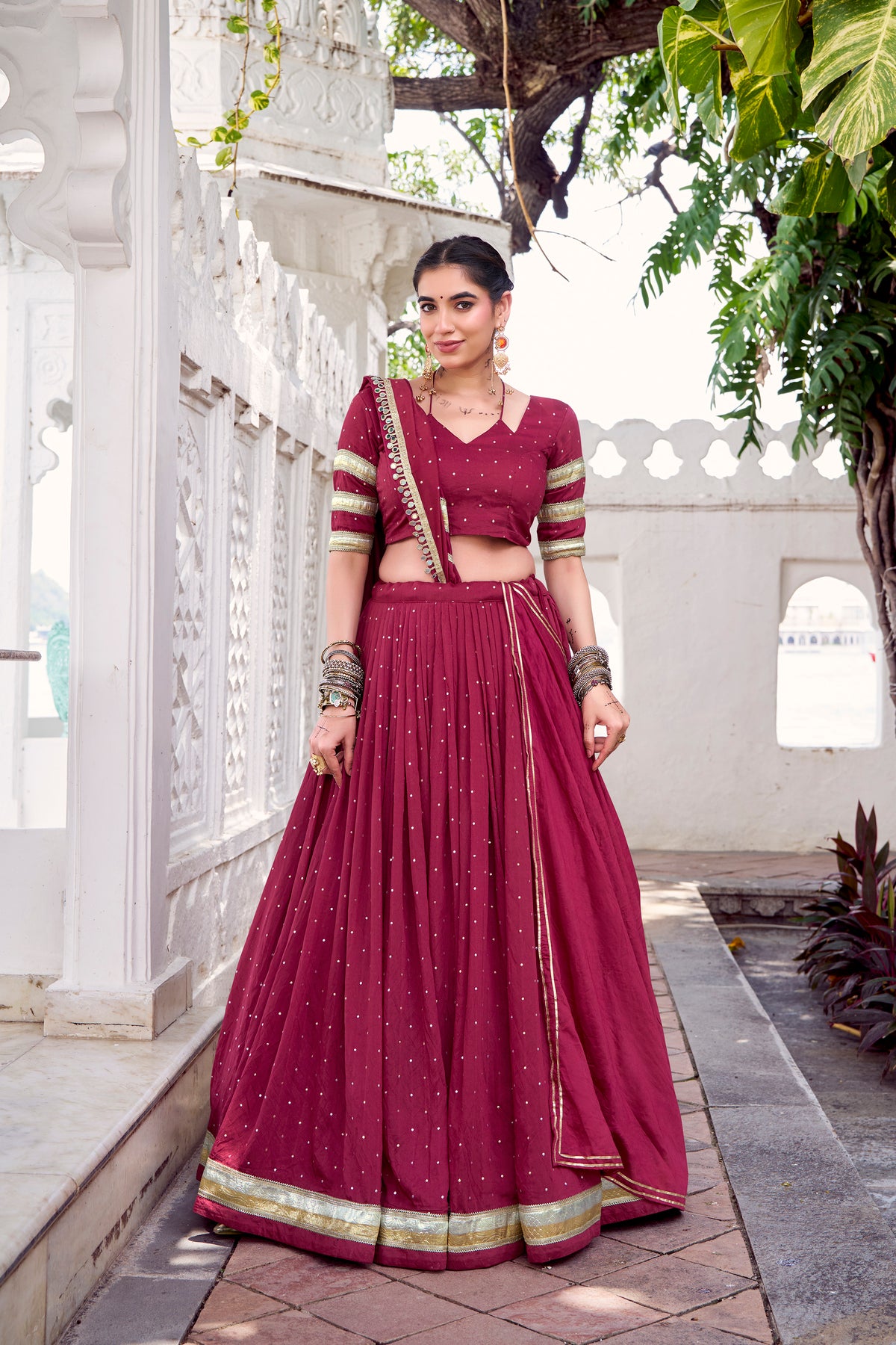 PURE CHANDERI ZARI WEAVING LEHENGA CHOLI SET FOR FESTIVE AND WEDDING SPECIAL