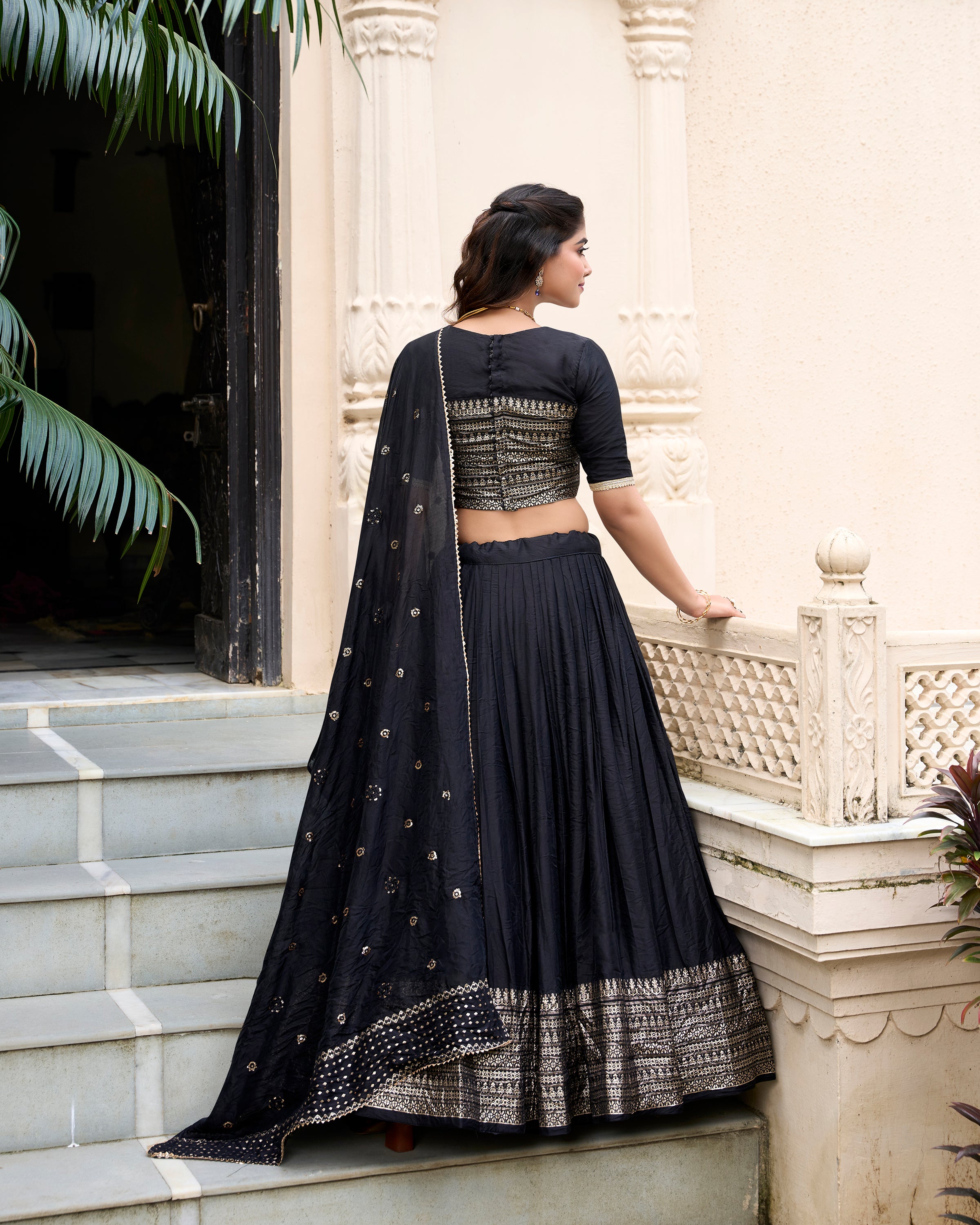 PURE CHANDERI PLAIN WITH ZARI WEAVING WORK LEHENGA CHOLI