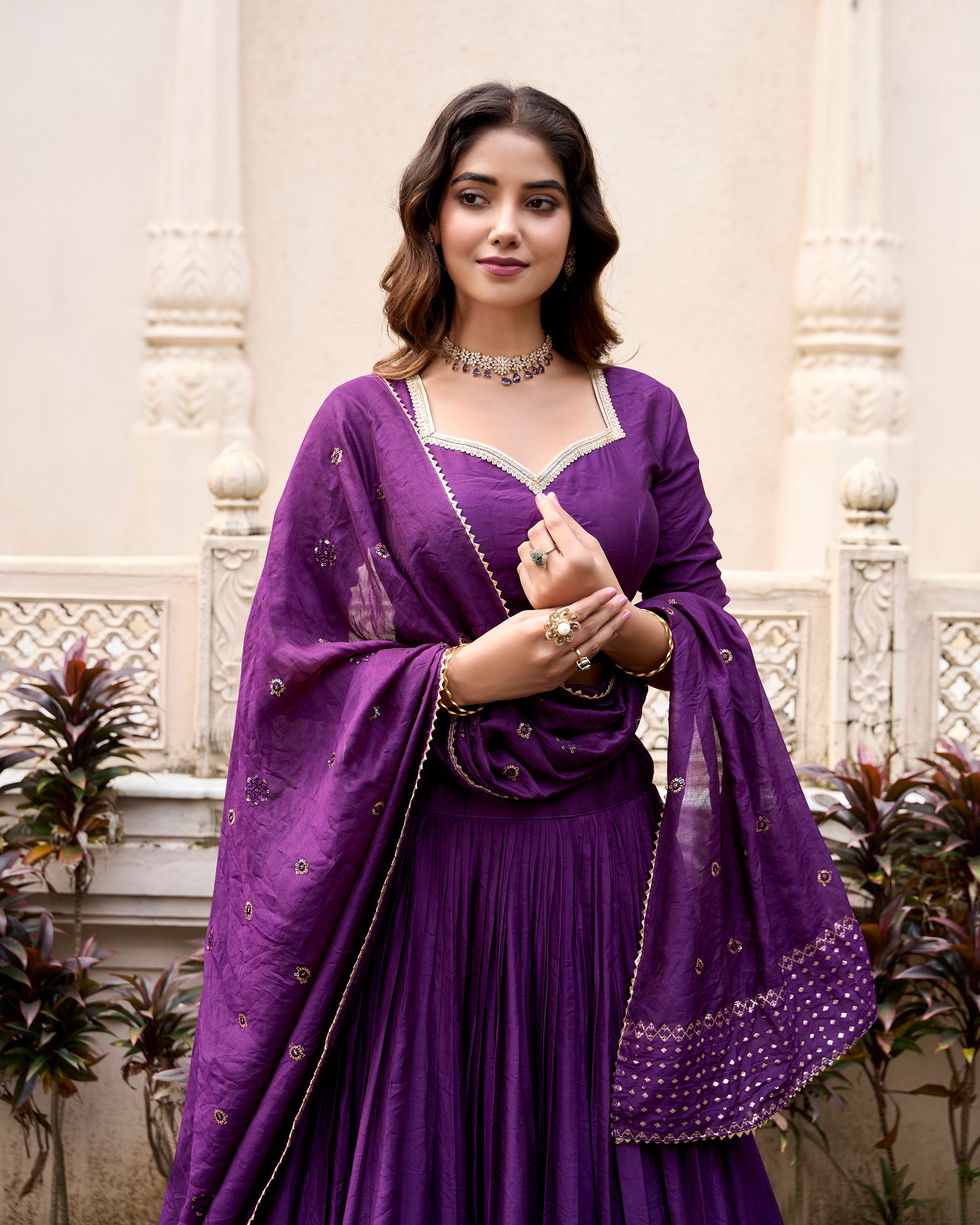 PURE CHANDERI PLAIN WITH ZARI WEAVING WORK LEHENGA CHOLI