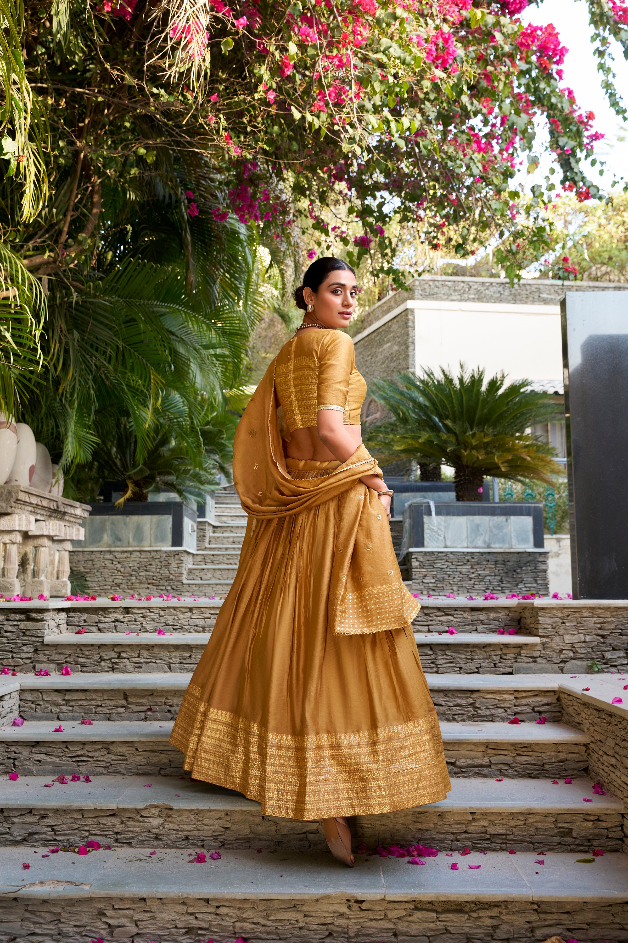 PURE CHANDERI PLAIN WITH ZARI WEAVING WORK LEHENGA CHOLI