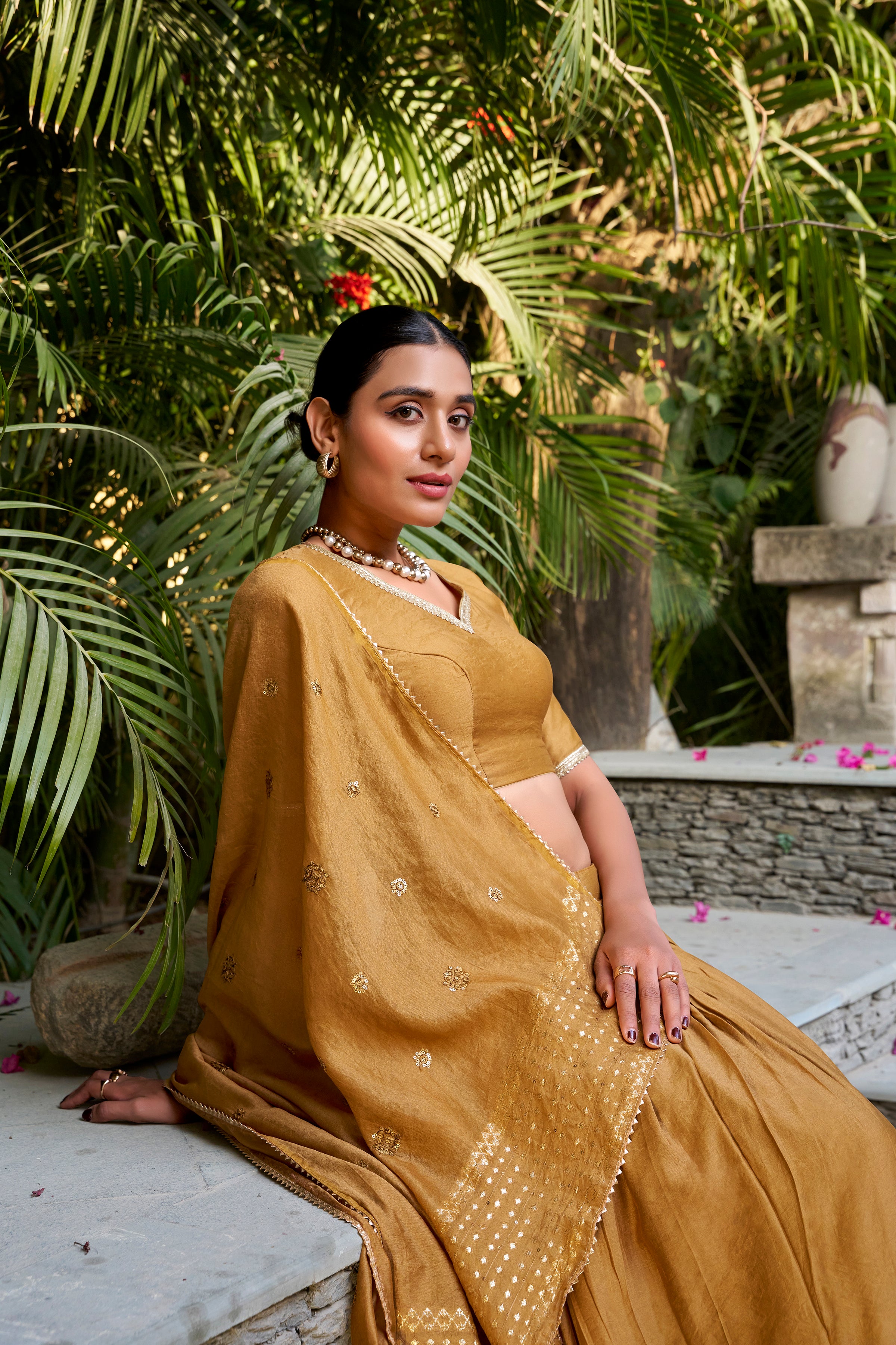 PURE CHANDERI PLAIN WITH ZARI WEAVING WORK LEHENGA CHOLI