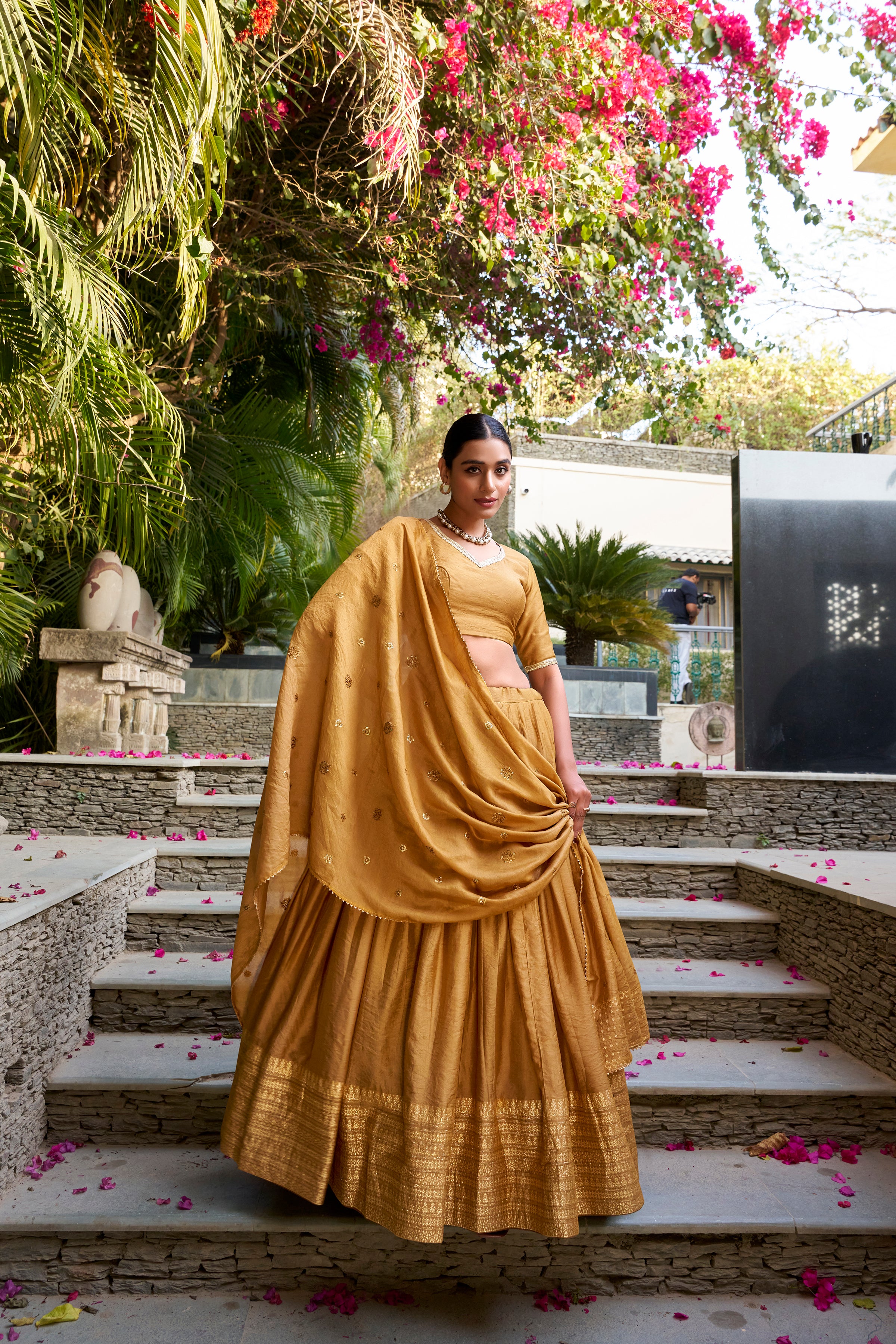 PURE CHANDERI PLAIN WITH ZARI WEAVING WORK LEHENGA CHOLI