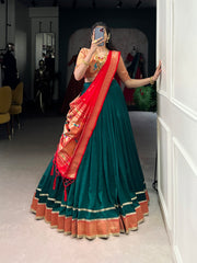 ELEGANT GREEN VICHITRA SILK ZARI WEAVING TRADITIONAL LEHENGA CHOLI