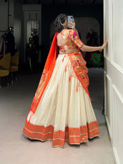 STUNNING WHITE ZARI WEAVING VICHITRA SILK LEHENGA CHOLI WITH DUPATTA