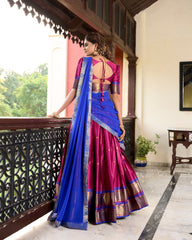Pink Color Weaving Work With Paithani Concept Cotton Silk Lehenga Choli