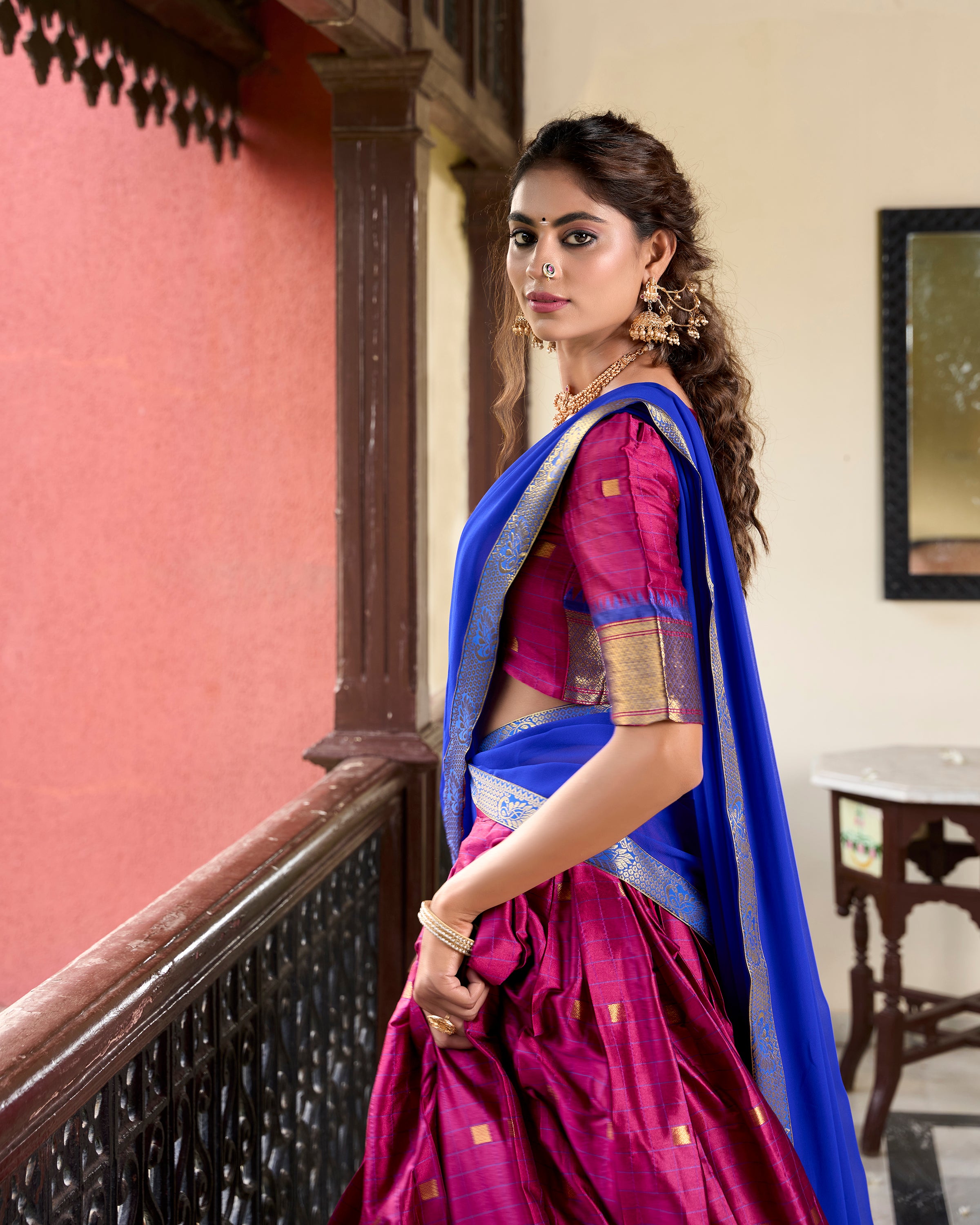 Pink Color Weaving Work With Paithani Concept Cotton Silk Lehenga Choli