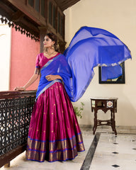 Pink Color Weaving Work With Paithani Concept Cotton Silk Lehenga Choli