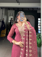 Elegant Silver Glory Embroidered Suit Set For Women