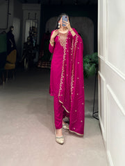 Sequins Embroidered Organza Suit Set For Women