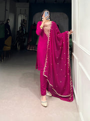 Sequins Embroidered Organza Suit Set For Women