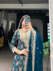 Stylish Pure Rayon Women Embroidered Suit Set With Dupatta