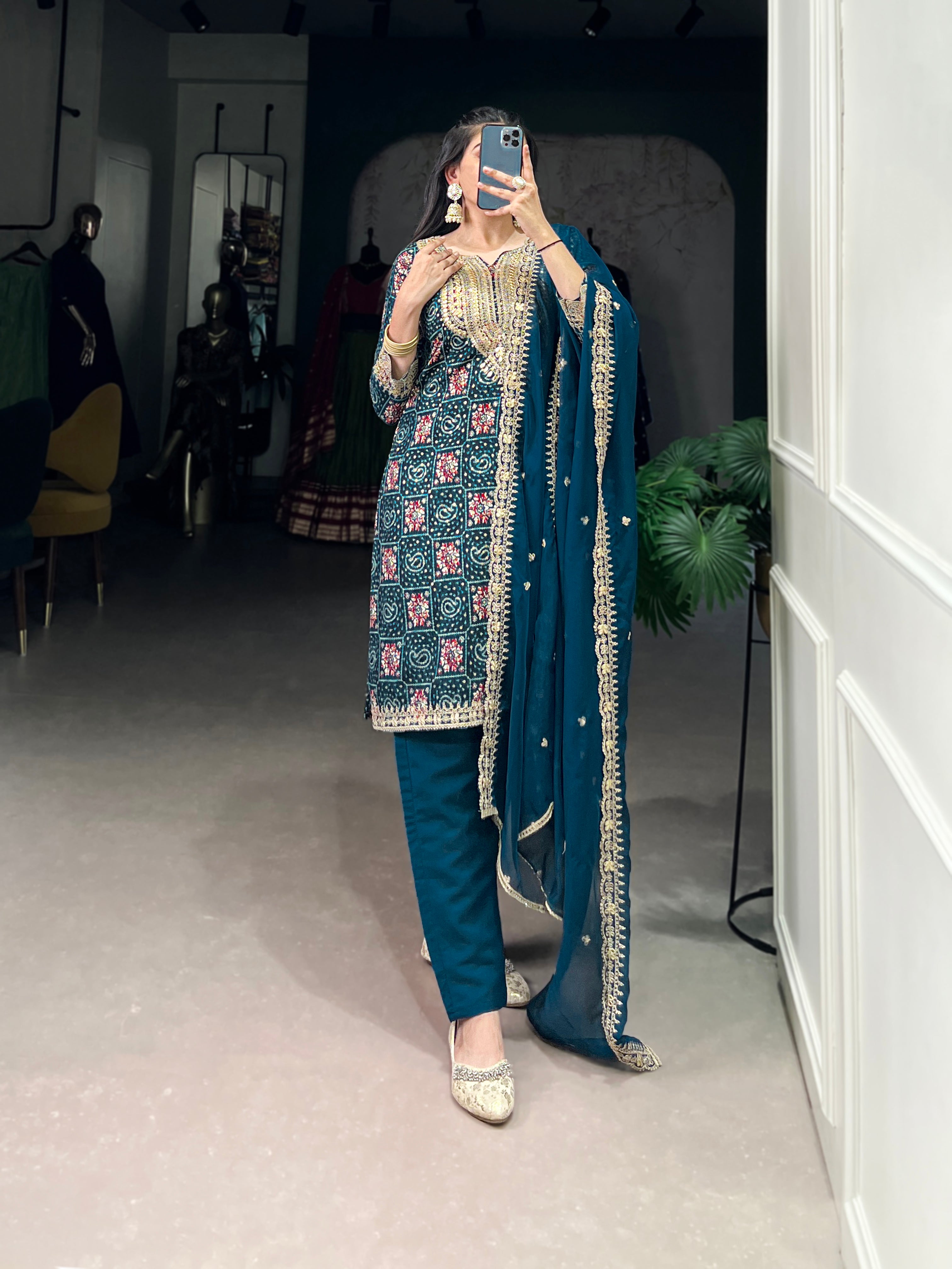Stylish Pure Rayon Women Embroidered Suit Set With Dupatta