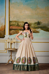 Fantastic Dola Silk Kalamkari Print Gown With Zari Weaving Jacket