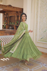 The Perfect Elegance Unique Embroidered Gown With Dupatta Set