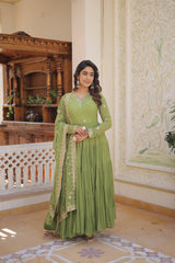 The Perfect Elegance Unique Embroidered Gown With Dupatta Set