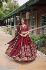 Maroon Embroidered Lehenga Choli With Dupatta – Bridesmaid & Festive Collection