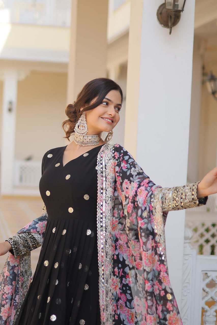 Beautiful Stylish Designer Gown With Dupatta Set